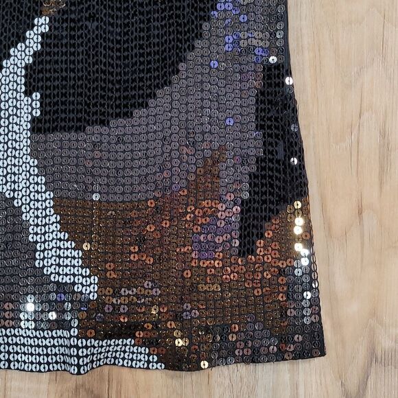 🔹️Express Black Camouflage Sequined Sleeveless Top Small - Picture 5 of 8